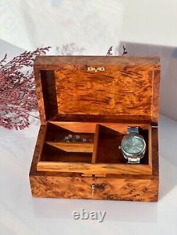 Wood jewelry box lined vintage burl wood jewelry box new handmade box necklace