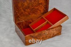 Wood jewelry box lined vintage burl wood jewelry box new handmade box necklace