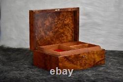 Wood jewelry box lined vintage burl wood jewelry box new handmade box necklace