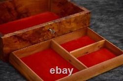 Wood jewelry box lined vintage burl wood jewelry box new handmade box necklace