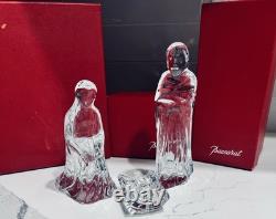 X3 Vtg Baccarat Nativity with Boxes Mary Joseph & Baby Jesus Retired Signed MINT