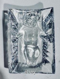 X3 Vtg Baccarat Nativity with Boxes Mary Joseph & Baby Jesus Retired Signed MINT