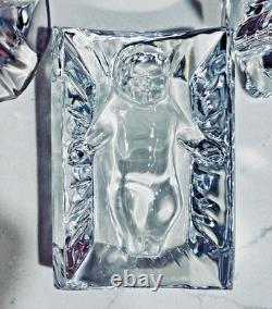 X3 Vtg Baccarat Nativity with Boxes Mary Joseph & Baby Jesus Retired Signed MINT