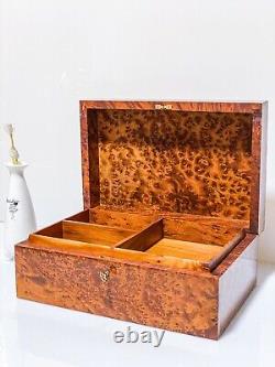 XLarge Thuya Wood Burl Memory Keepsake Lockable Handmade Luxury Vintage box gift