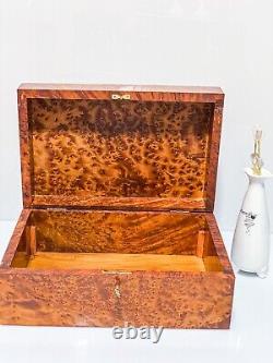 XLarge Thuya Wood Burl Memory Keepsake Lockable Handmade Luxury Vintage box gift